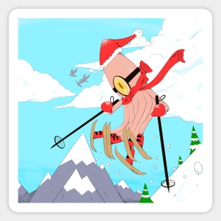 Squid Holiday Scene Sticker